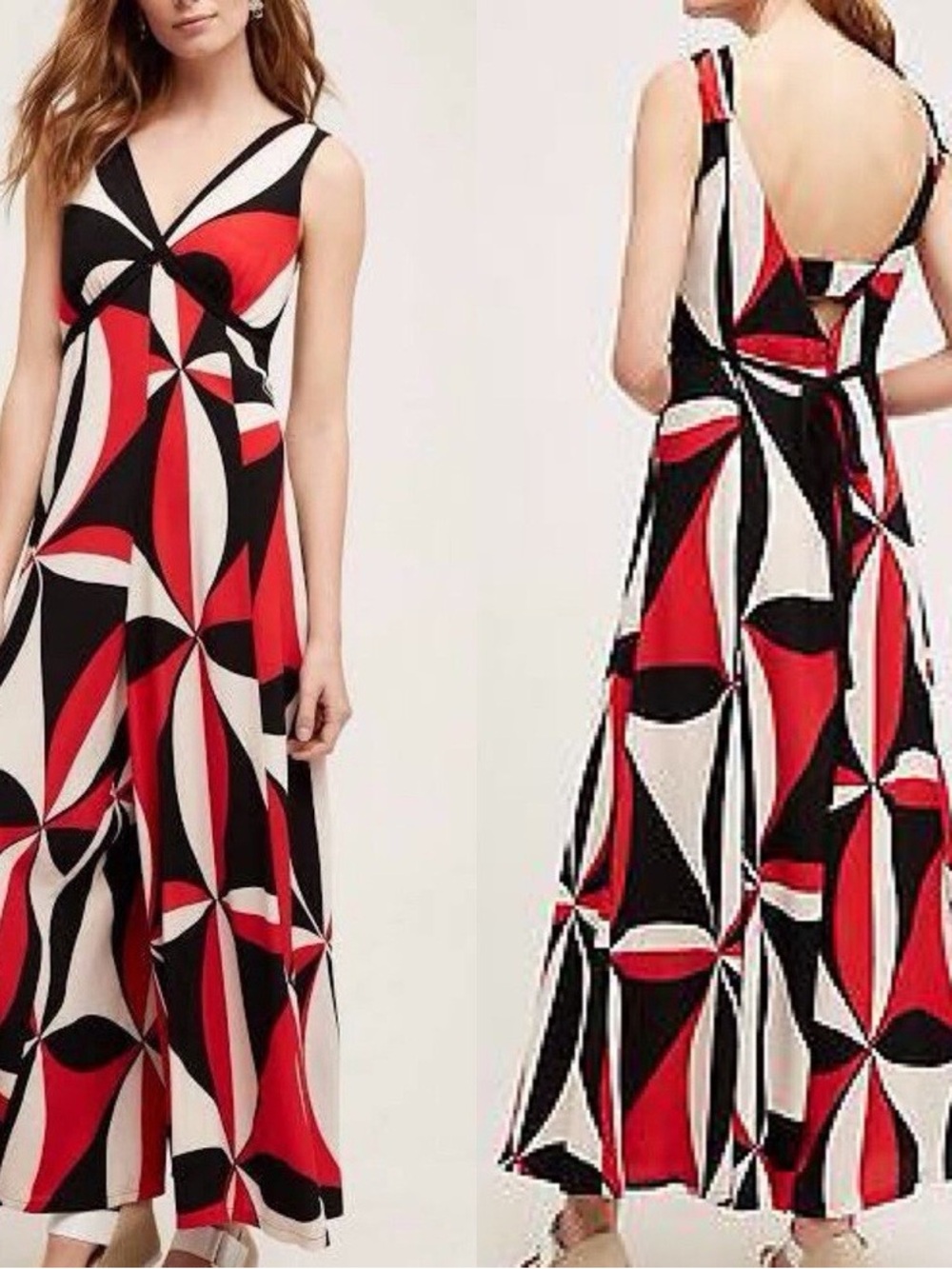 Anthropologie HD in Paris Geometric Jumpsuit Bold Retro Sleeveless Size 4